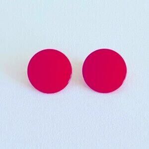 Vintage Red MCM Round Disc Earrings Screw-back Clip-on Poka Dot Geometric Retro